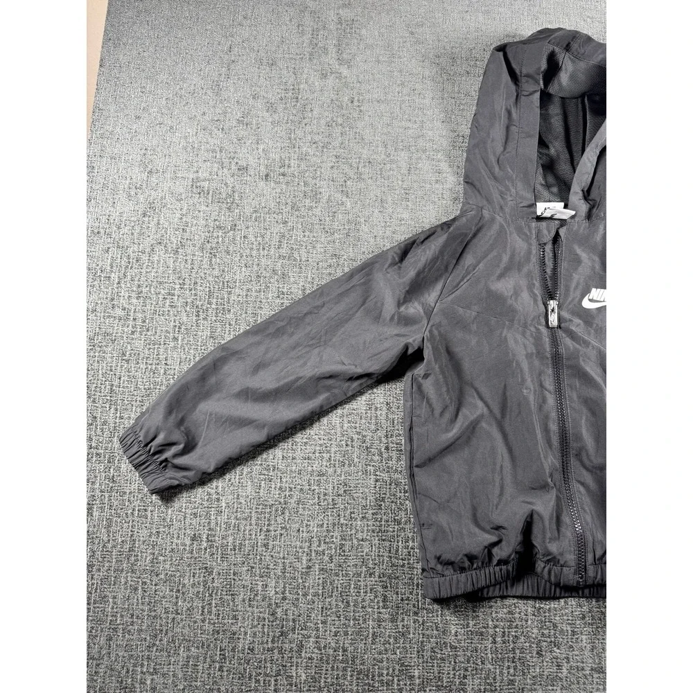 Nike Kids Dri-FIT Full Zip Windbreaker Jacket Gray Hooded Size 7 6-7YRS
